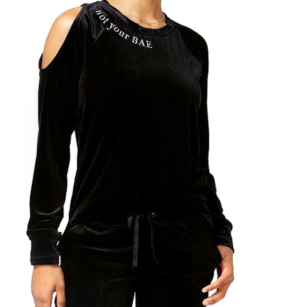 NWT Material Girl Black Velour Sweater Size M